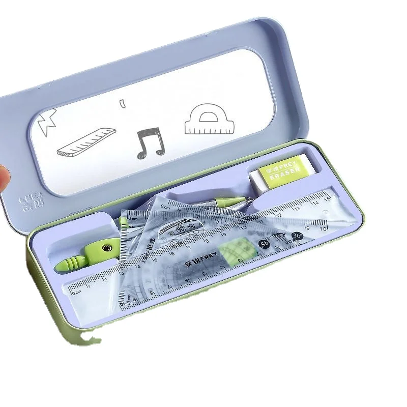 CHXN   7-piece Set of Compasses and Rulers for Students, Exam Prizes, Gifts, Learning Supplies, Stationery, Box Packaging