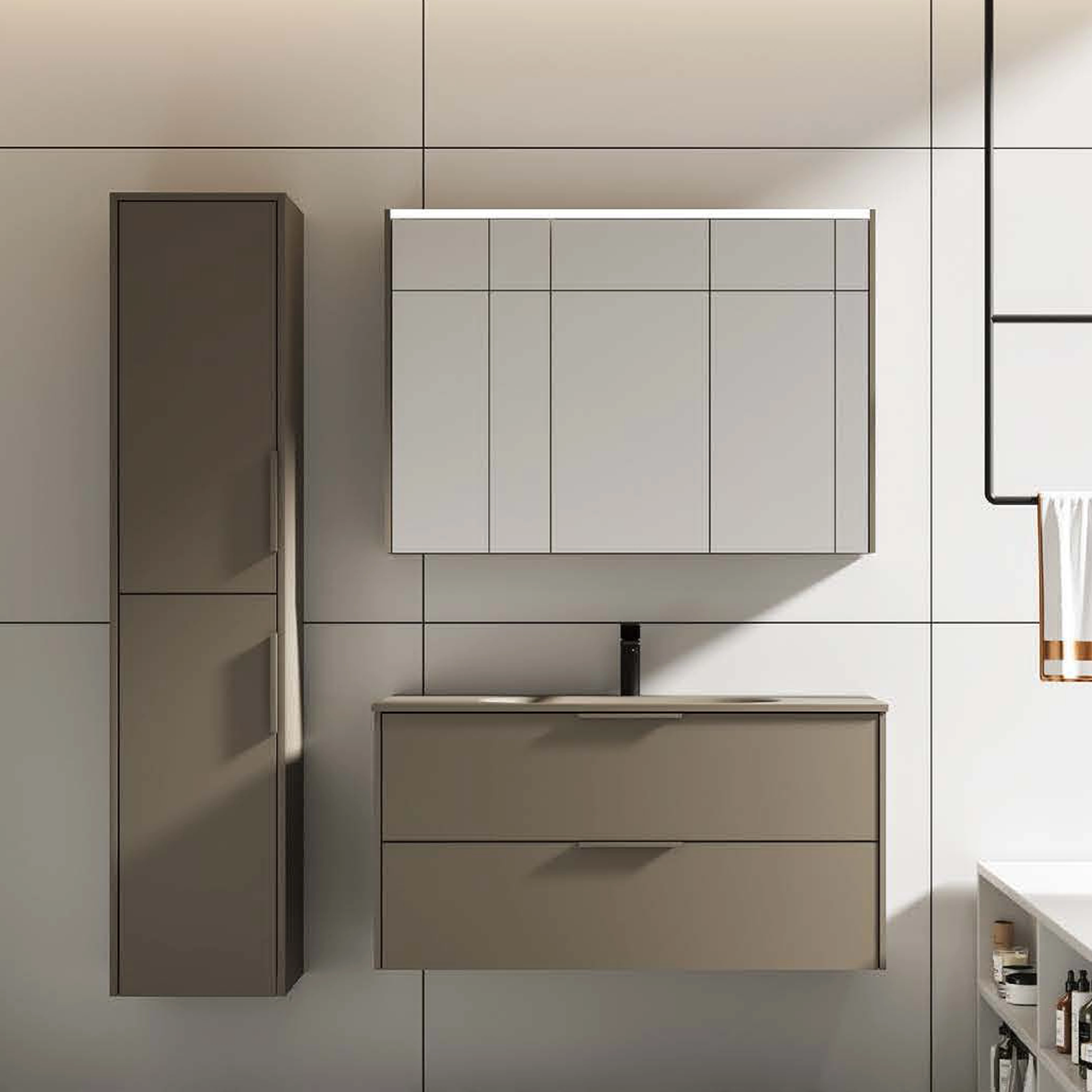 Lacquer Bathroom vanity sanitary MDF wall mounted cabinet