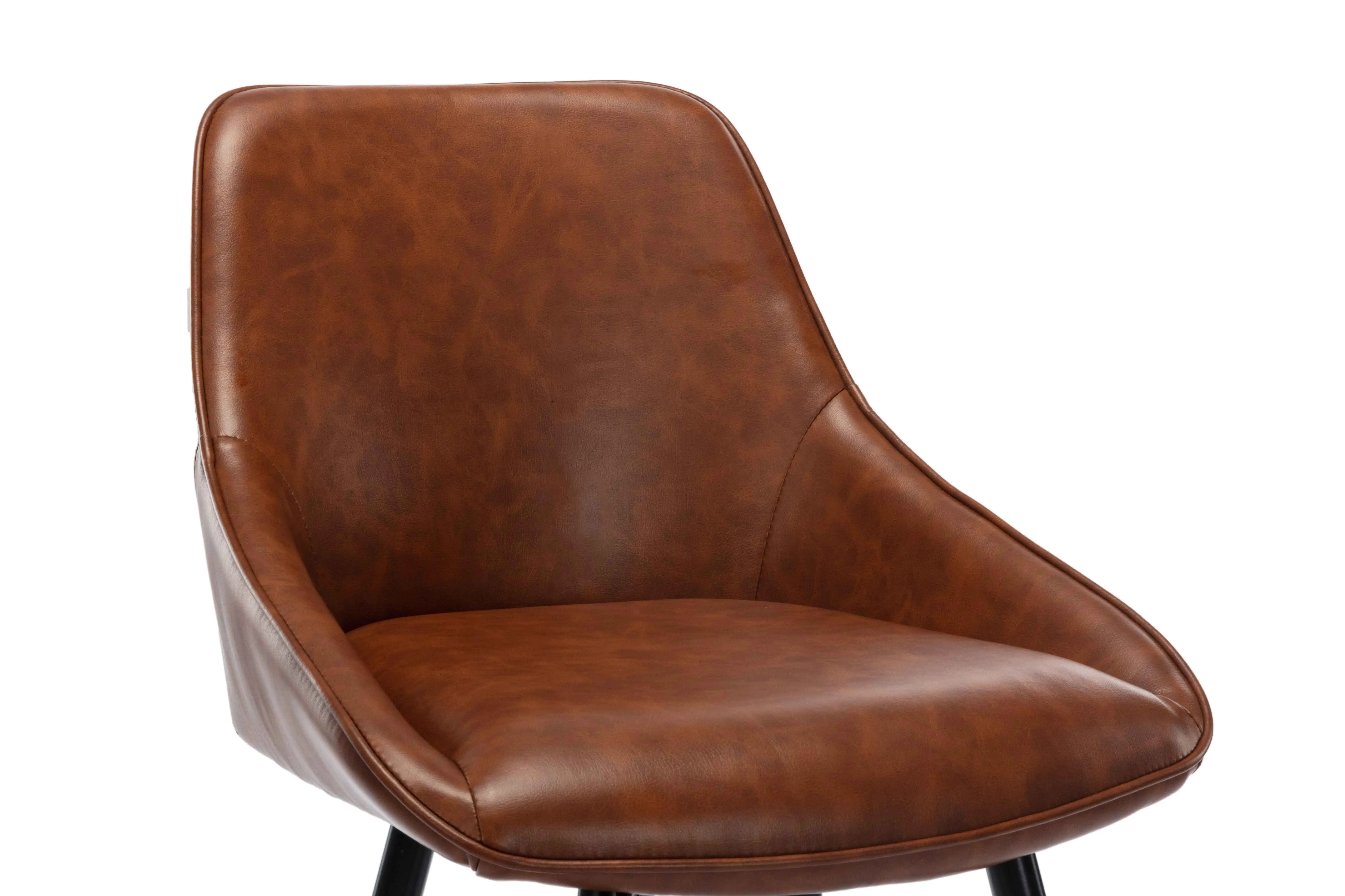 Brown Pu Leather Metal Bar Steel Counter Chair Bar for Cafe Restaurant