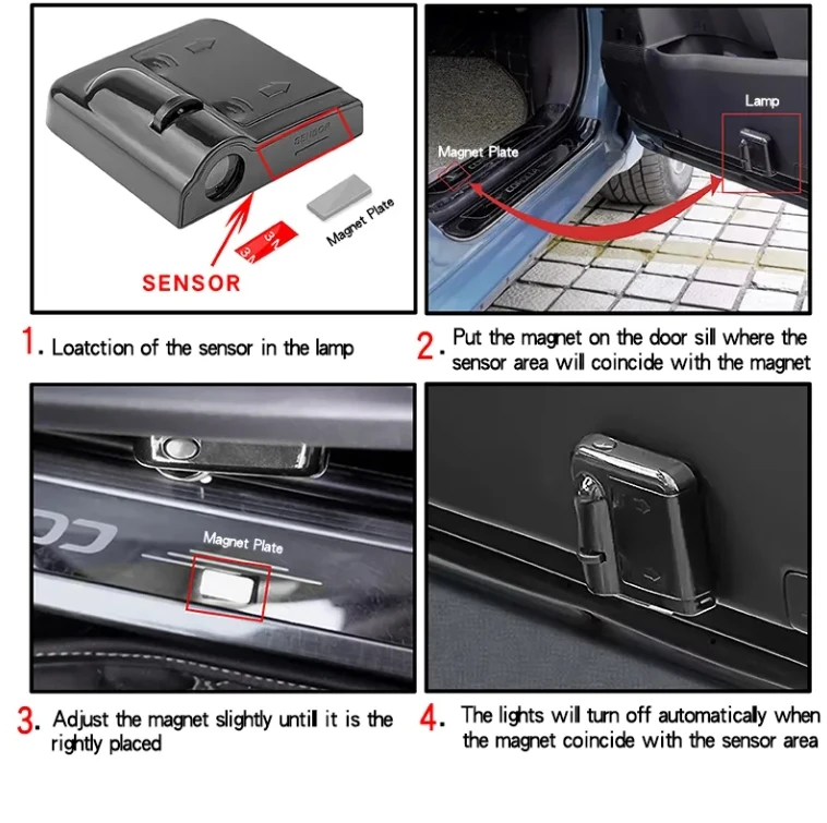 New Arrival Black wireless Car Door custom logo Welcome Light LED Projector Lamp for car accessories interior decorative