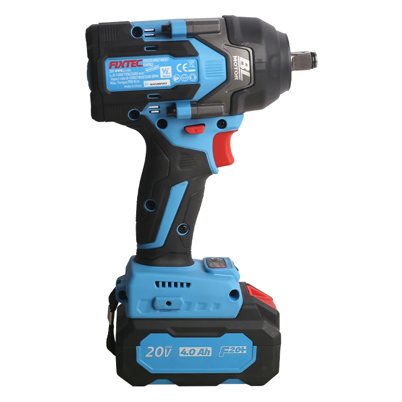 FIXTEC Heavy Duty 400/600/750 Nm Torque Impact Wrench 20V Cordless 1/2 inch Battery Impact Wrench