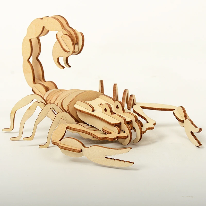 Educational Toy Brain Teaser Puzzles Funny Animal Jigsaw Puzzle Wooden 3D Scorpion Model Building Kit