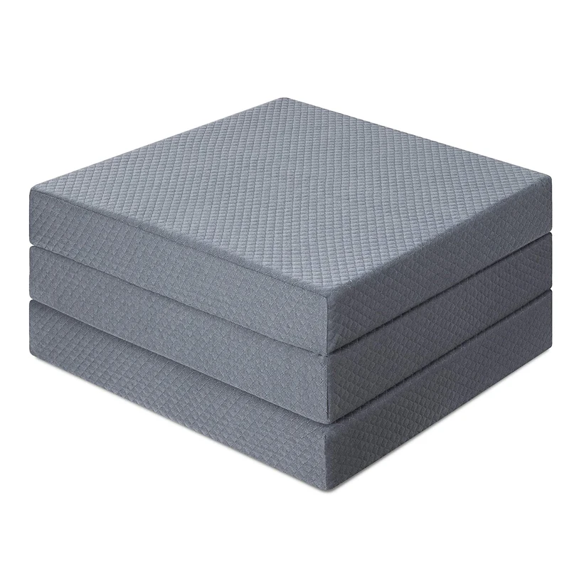 4Inches Thickness Hiking Pad Pillow Top Mattress Tri Fold Foam Mattress Washable Easy Storage Sofa Bed Folding Mattress