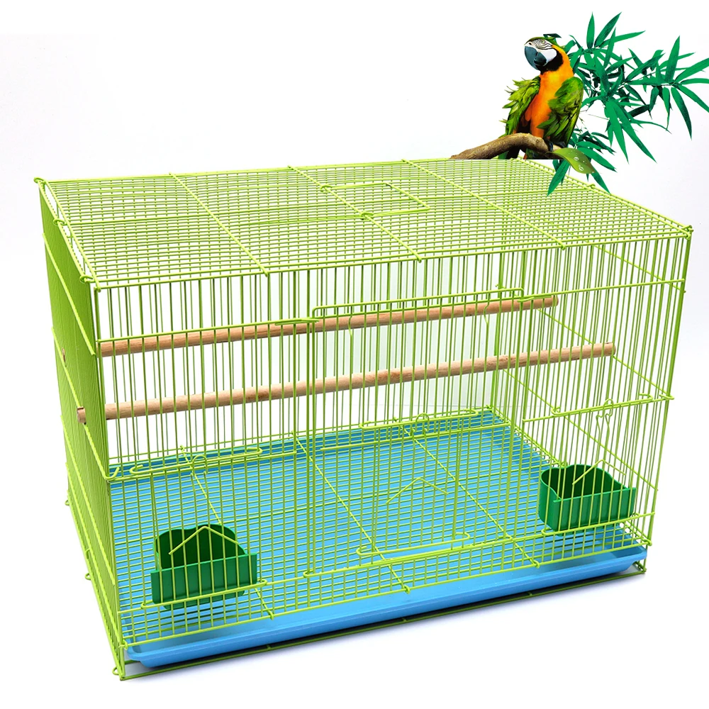 Green pet keeping small parrots bird cages metal folding wire portable bird cages sustainable large space bird cages