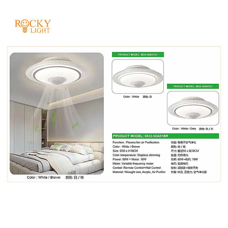 Plasma air purification fan light