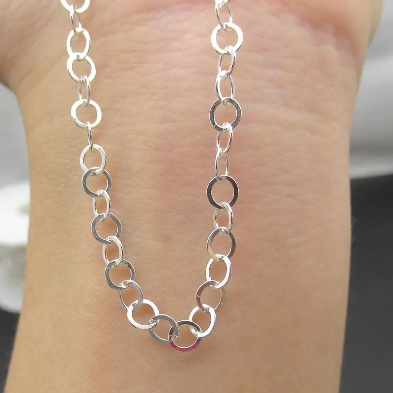 Wholesale 3.6MM Sterling Silver Necklace Chain Link O Shape Chains for Jewelry Making Sterling 925 Silver Chain Roll