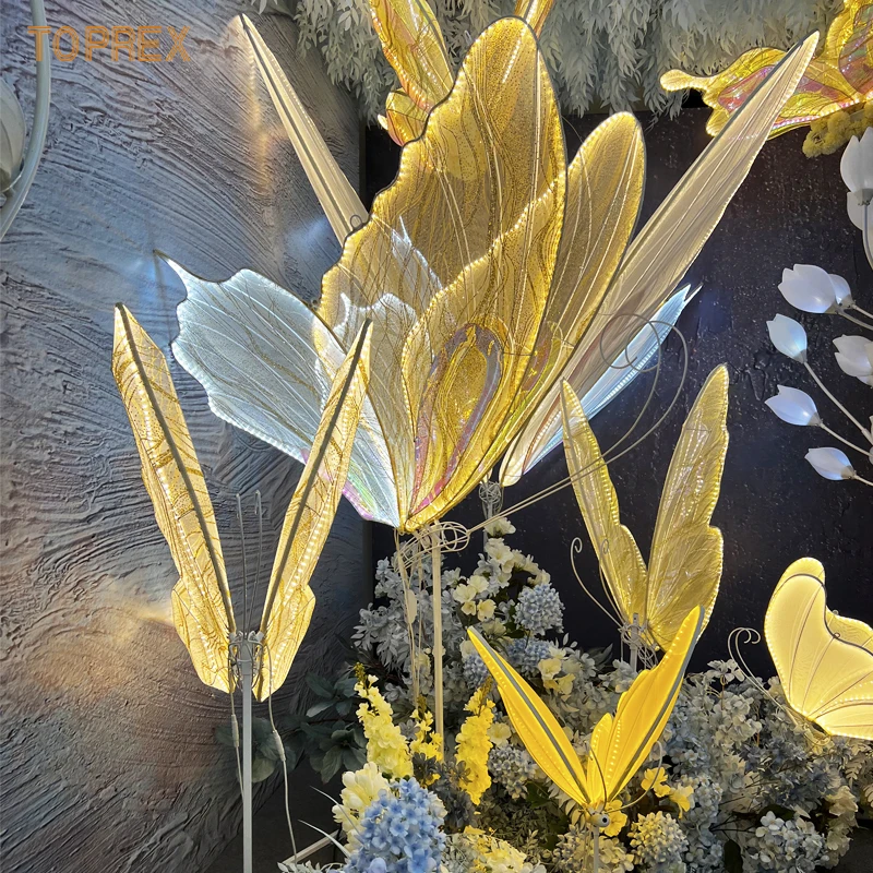 Romantic Ground Hanging Crystal Wedding Decorations Lifelike Holding Butterfly Dynamic Wings Butterfly