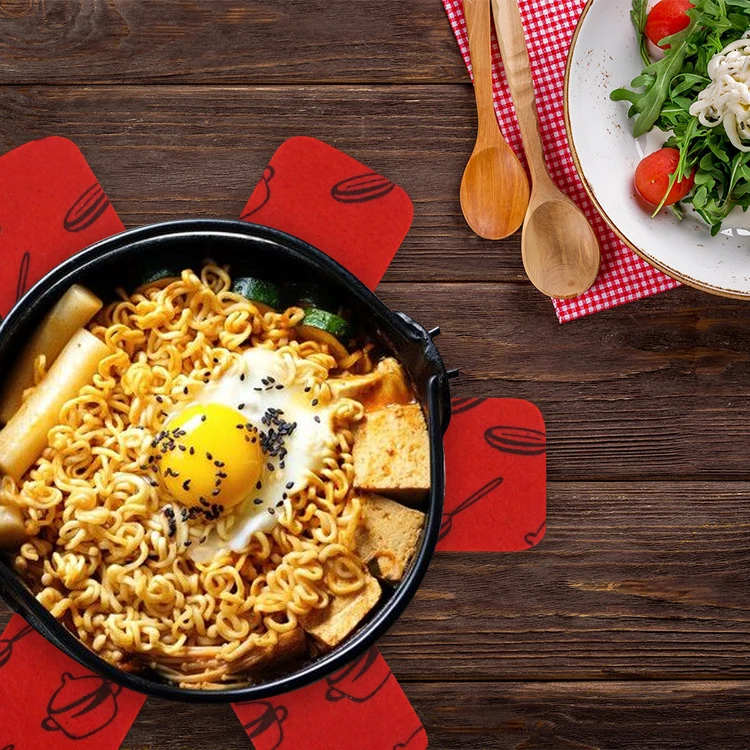 Wholesale  cheap custom logo high quality felt material 12 pcs coaster pan mat felt pot protector