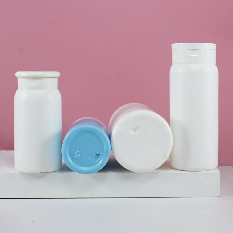 Flip Top Cap 40g 100g 200ml PE plastic baby talcum powder bottle with cap for body loose powder bottle