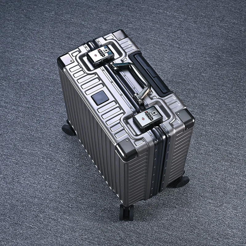Unisex 18-Inch Small Boarding Trolley Case Lightweight Aluminum Frame Student Suitcase Spinner Caster ABS Material Airplane Use