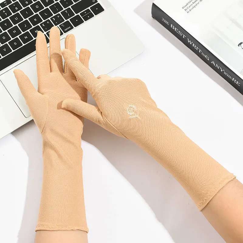 HZS-24028 Muslims Arab Glove For Women Sun proof Arm Cover Embroidery Sleeves Full Finger Hijab Hand Gloves