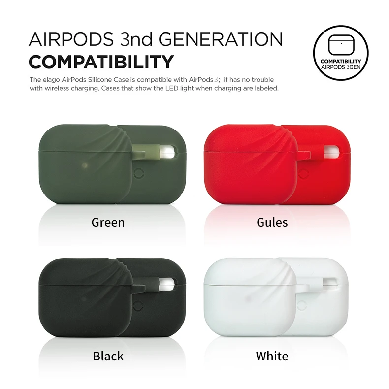 Shockproof Soft Silicone Protective Earphone Cover Carabiner Silicone Case for AirPods 3 Gen Case Cover