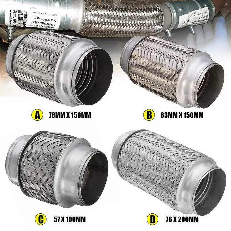 Auto exhaust flexi tubes Flexible Pipe Connector with Mesh Braid various types of automotive exhaust hose bellows