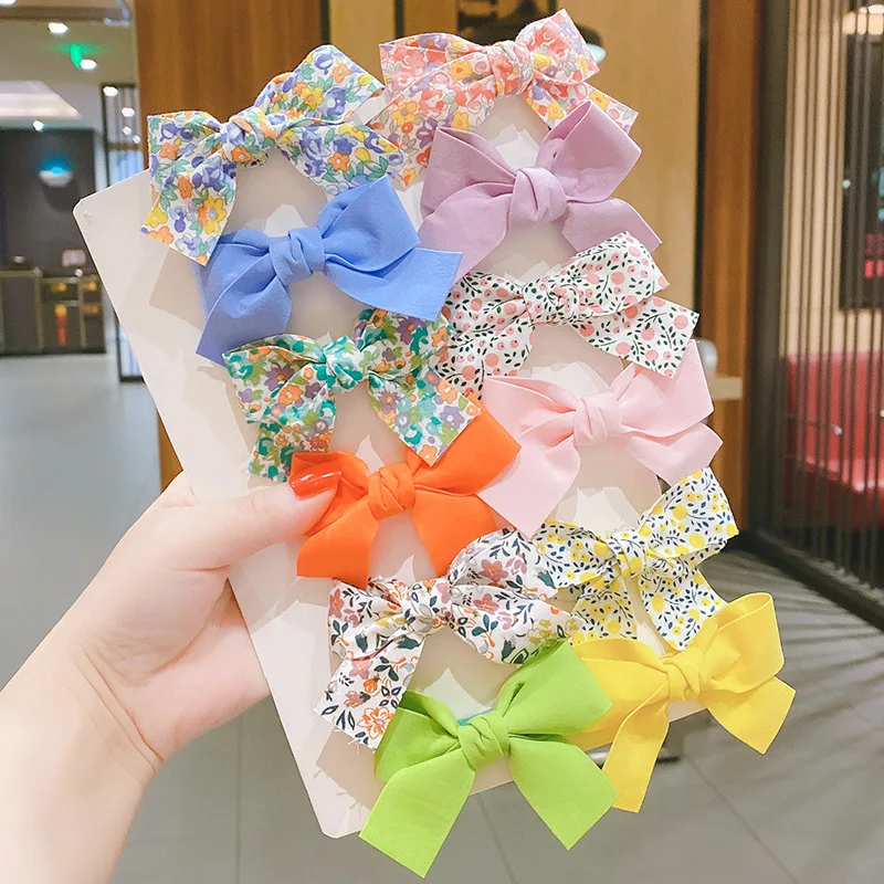 Children Bowknot Hair Clip Kids Small Fresh Colorful Bow Side Clip Set Baby Cute Flower Hairpin Hair Accessories