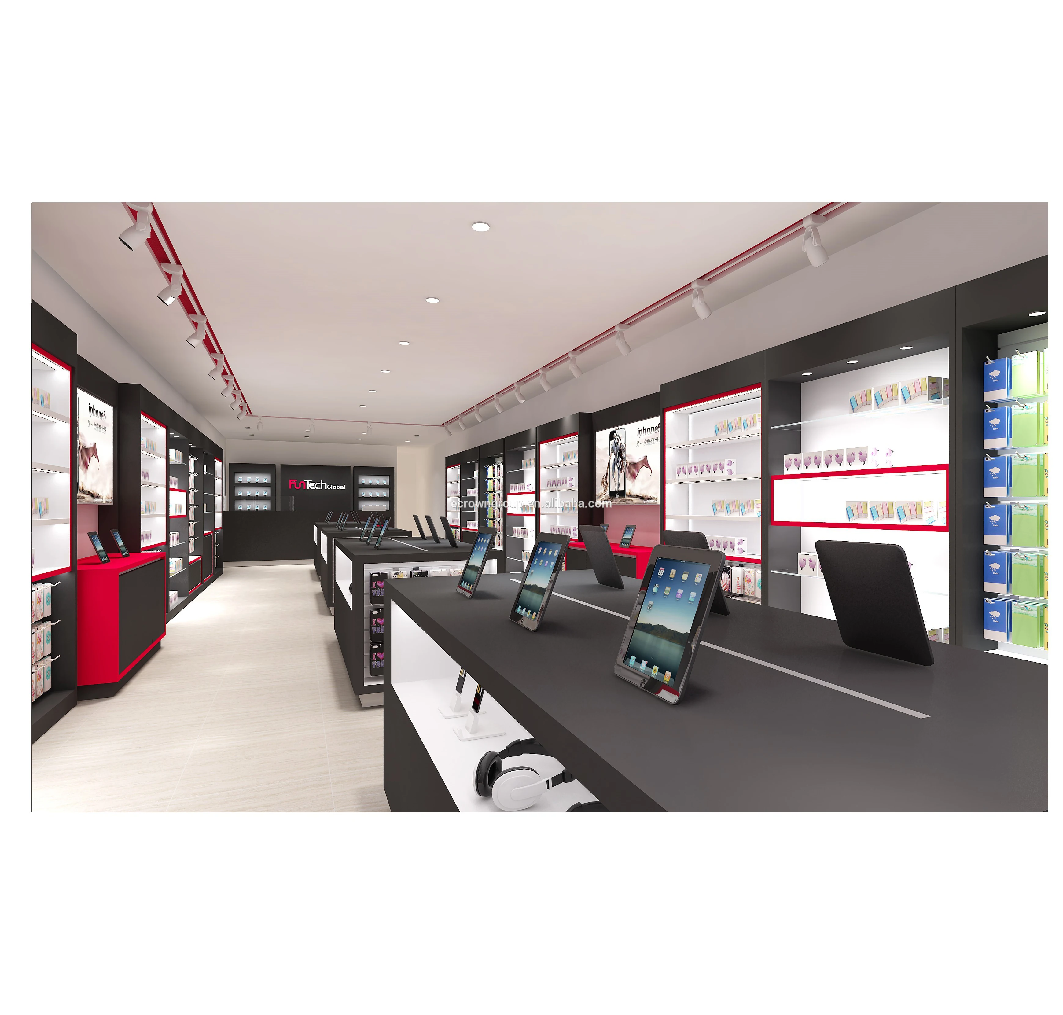 
Mobile Phone Shop Interior Display Showcase Design laptop store furniture 