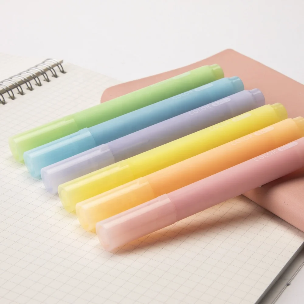 Wholesale popular colorful  writer highlighter pen set of 6 colors