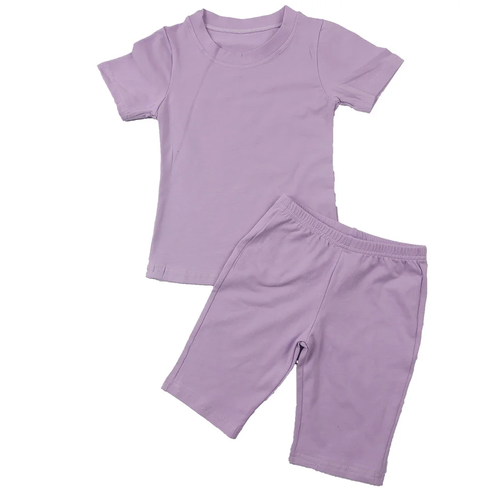 42 Colors Kids Solid Color Two Piece Biker Shorts Set Toddler Girls Summer Outfits Children Boutique Clothing Sets