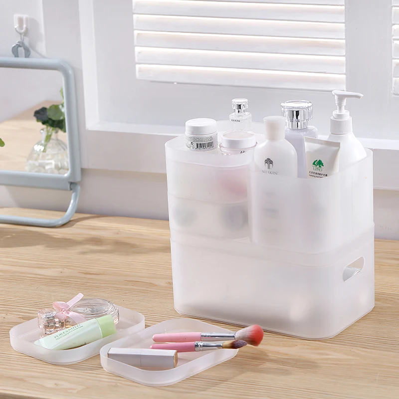 Plastic 4 Sets Makeup container Customized Household Item Table Desktop Cosmetic Jewelry Plastic Storage Box