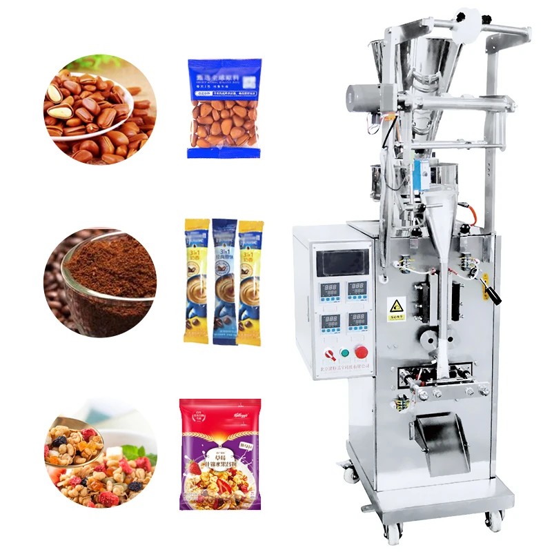 Full Automatic 4 Side Seal Form Packing Machine Granule Sachet Packing Machine For Tea Salt Sugar Popcorn Peanuts Seeds