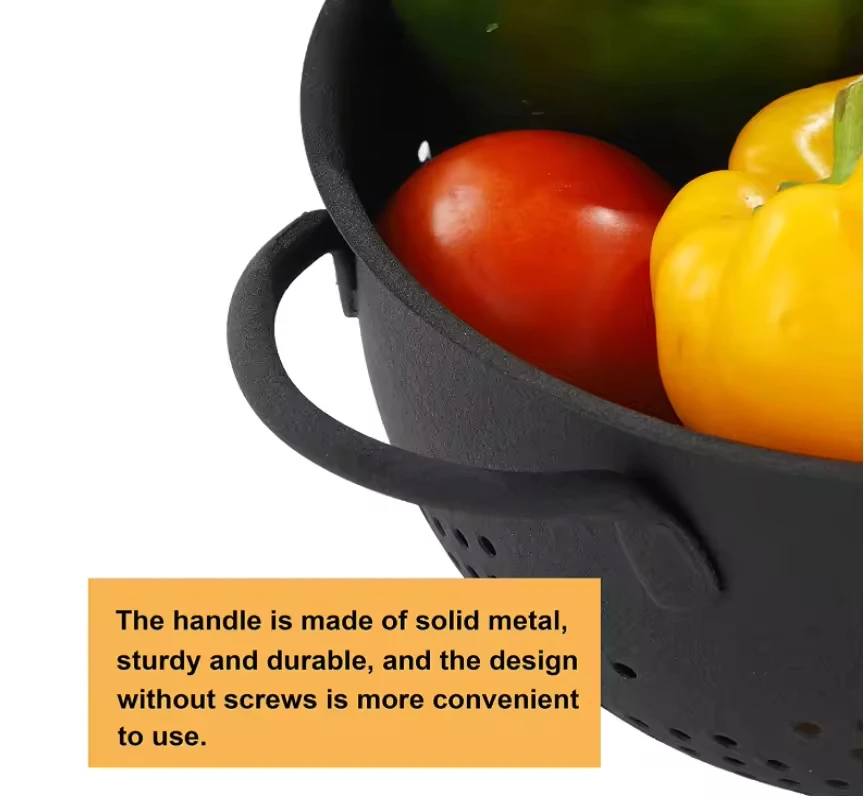 Custom Metal Colander Noodle Pasta Food Drain Basket Strainer Space Saver Sink Drain Basket For Kitchen