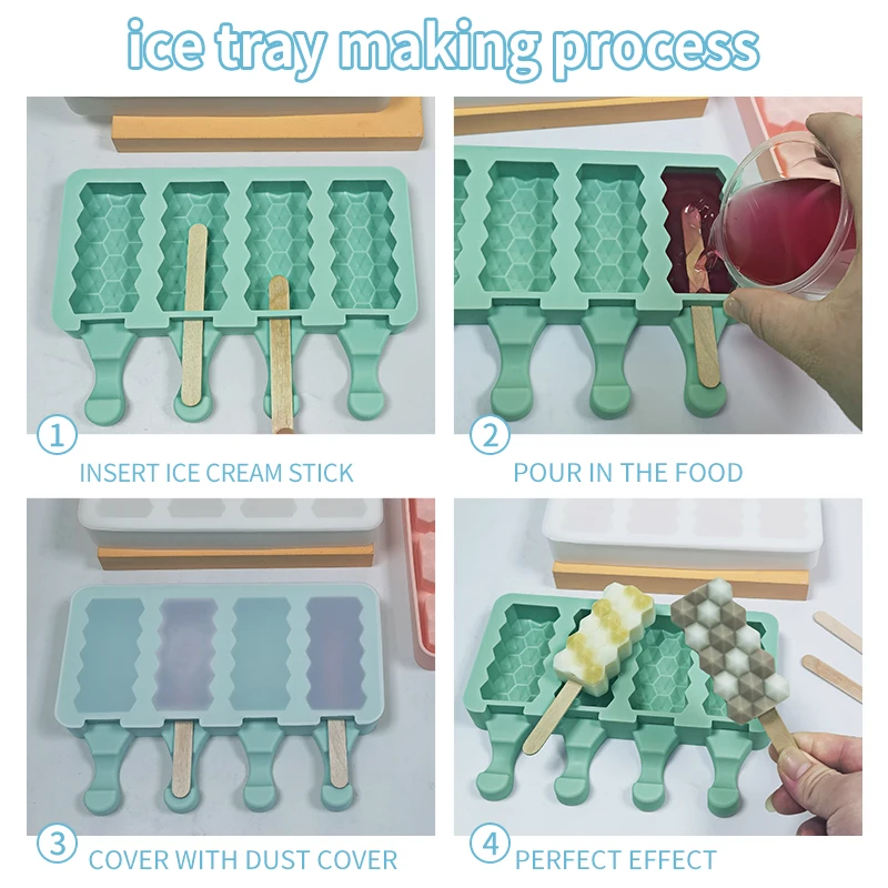 DUMO Diamond Popsicle Mold DIY 4 Holes Creative Ice Cream Silicone Mold