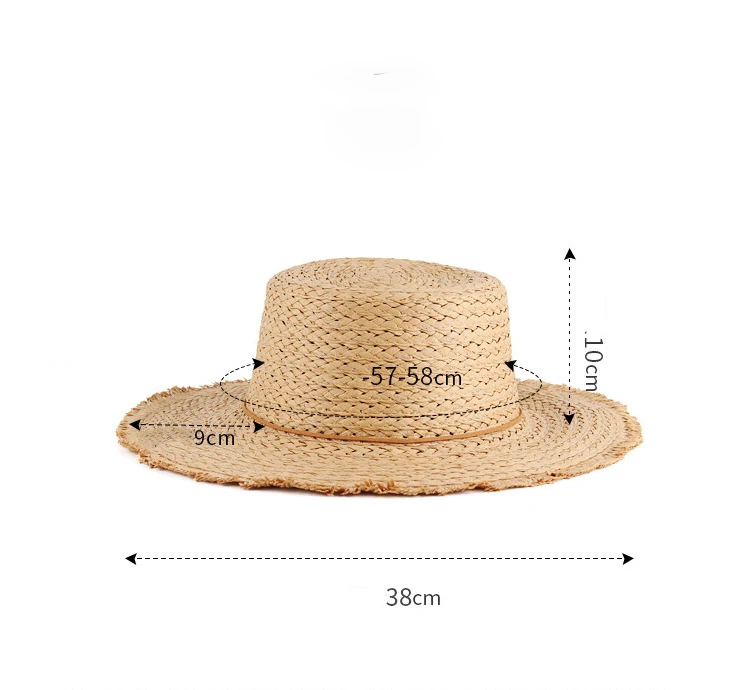 Custom Fashion  Natural Wheat Blank Sun Hats Caps With Tassel Sombreros Panama Straw Hats Summer Women Flat Top Beach Hat