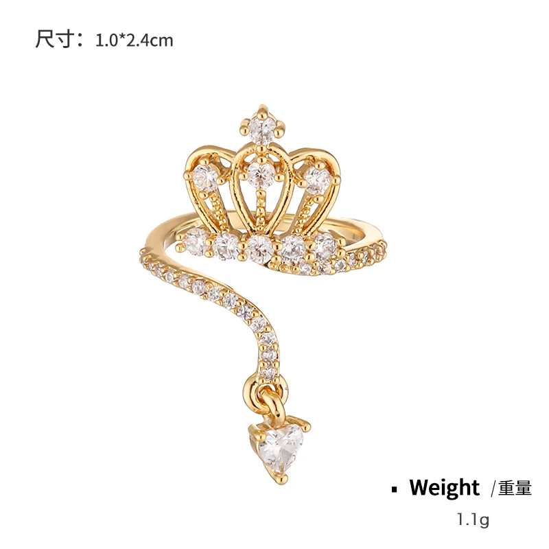 18k Gold Brass Ring AAA cubic zircon crown rings crown shaped gold fingertip nail ring For Women manicure protective