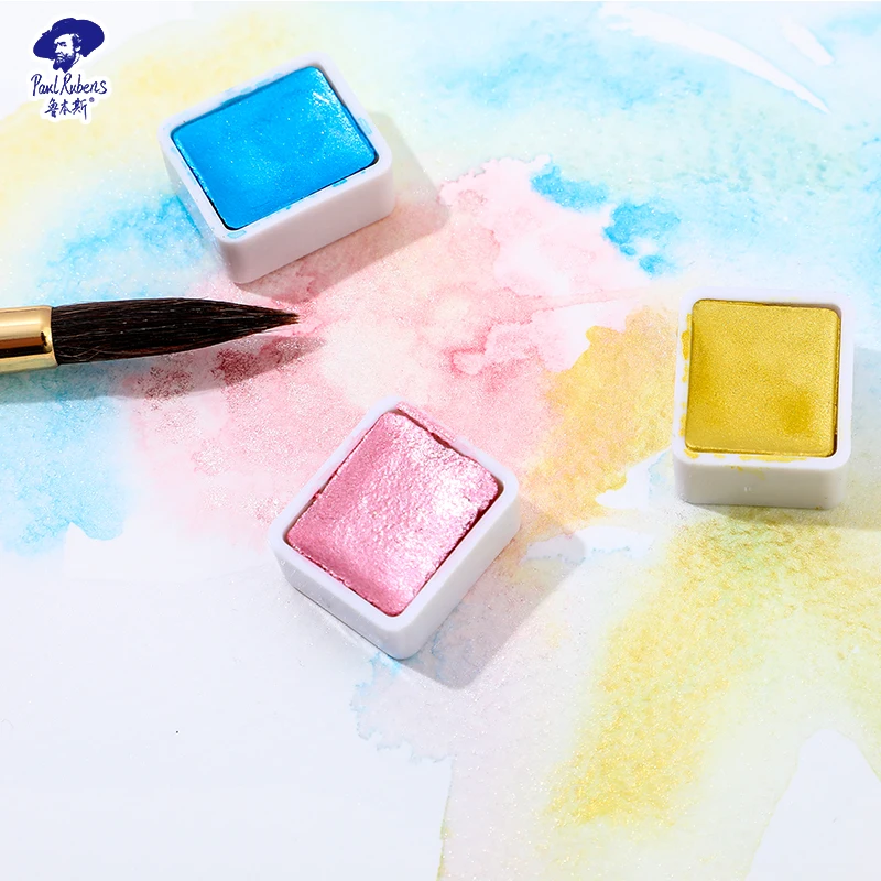 Paul Rubens Artist Grade 24 Colors Glitter Color Solid Watercolor Paint Set