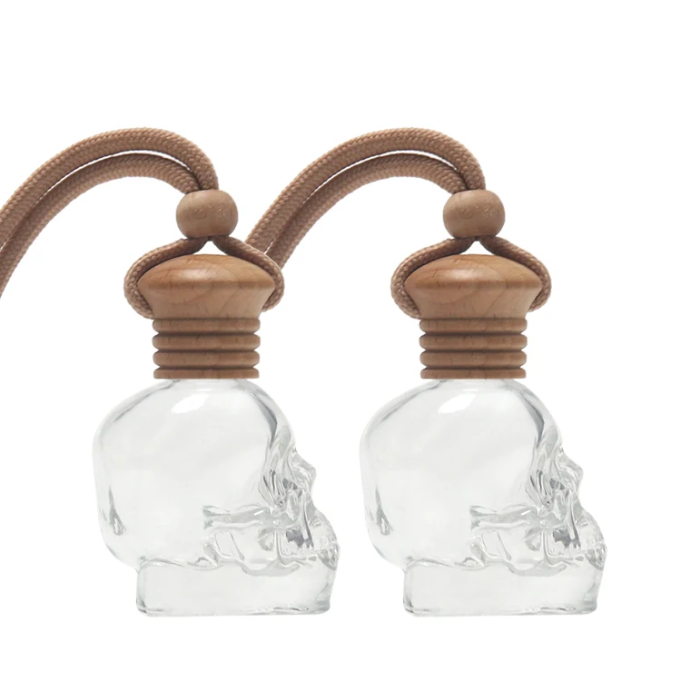 Empty Wholesale Car Air Freshener Luxury Car Perfume Bottle, Hanging Wooden Cap 10 Liquid Diffuser Glass Bottle Car Perfume~