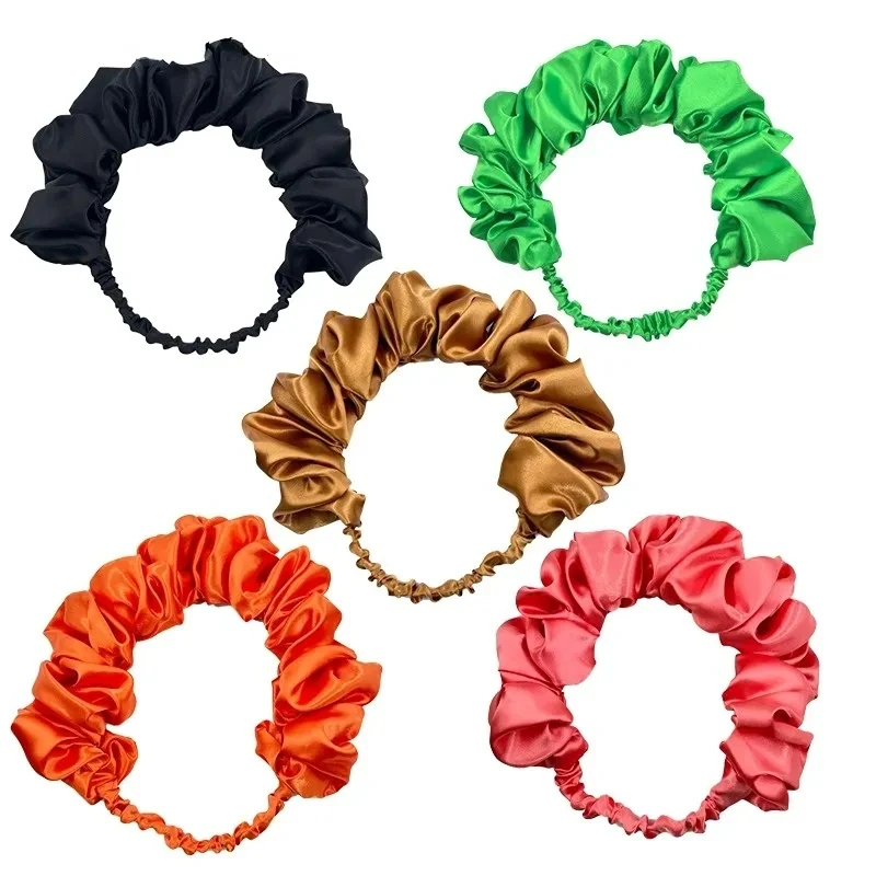 Lazos para el pelo new candy-colored ruffled elastic band ruffled elastic solid color wide edge hair band wholesale