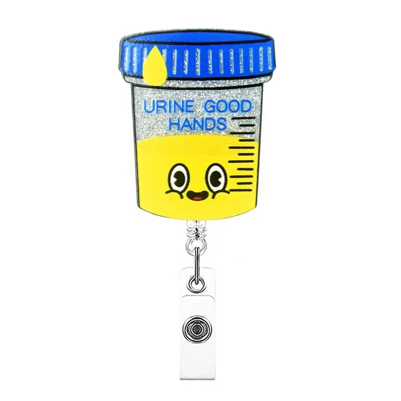 Wholesale Custom Nurse Scrub Life Badge Reel Acrylic Pill medicine Bottle Retractable Badge Reel Badge Holder