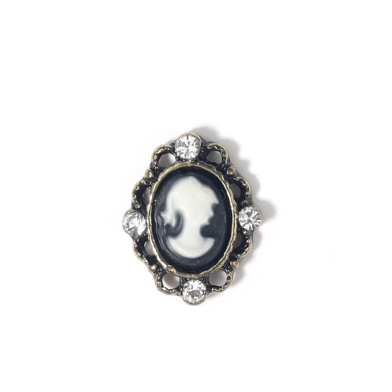 Retro Gothic Baroque Nail Jewelry Human Avatar Nail Art Rhinestone Decoration DIY Nail Art Jewelry