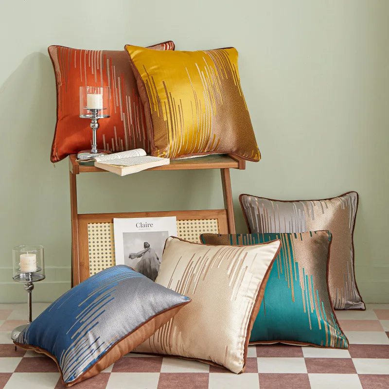 High-definition density simulation silk woven print pattern pillow cover office decoration