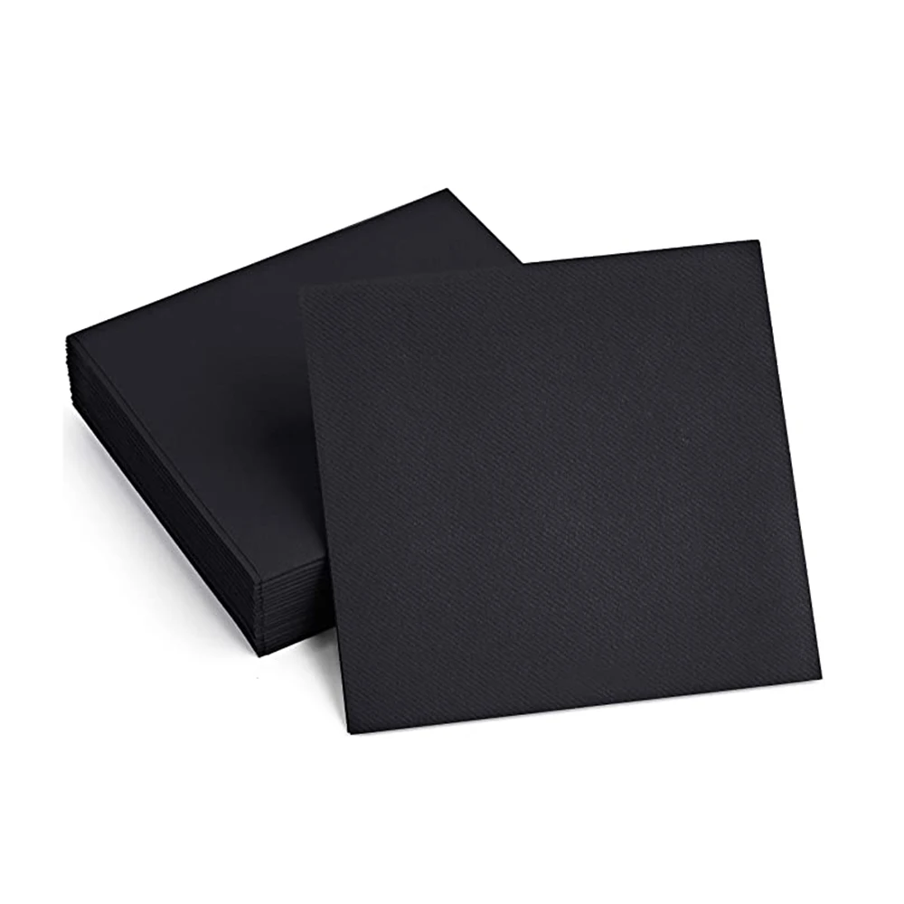 Wholesale Customized Printed Cocktail Disposable Black Paper Napkins For Wedding