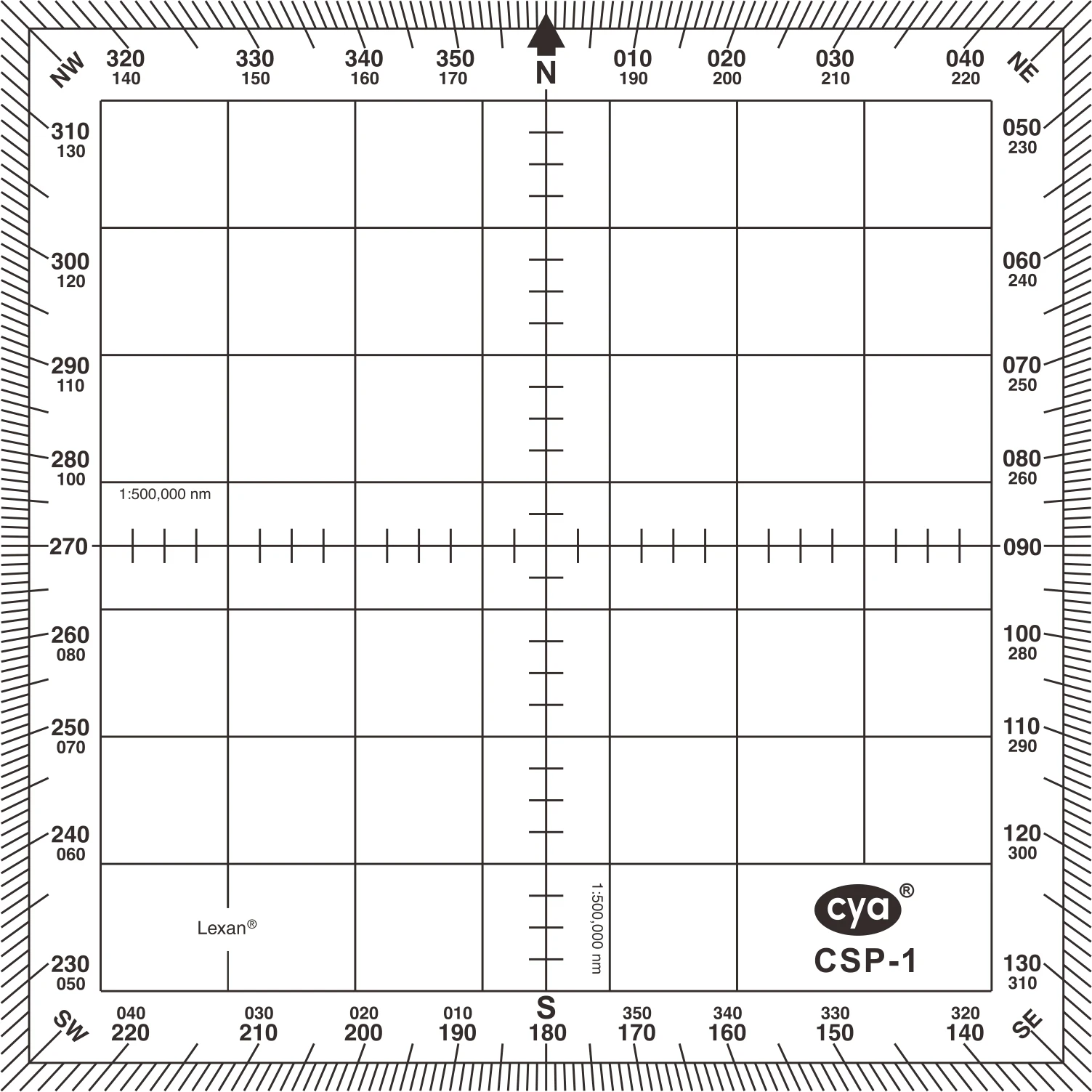 Lexan resin plastic will never warp, melt or break in high temperature environment aviation protractor CSP-1