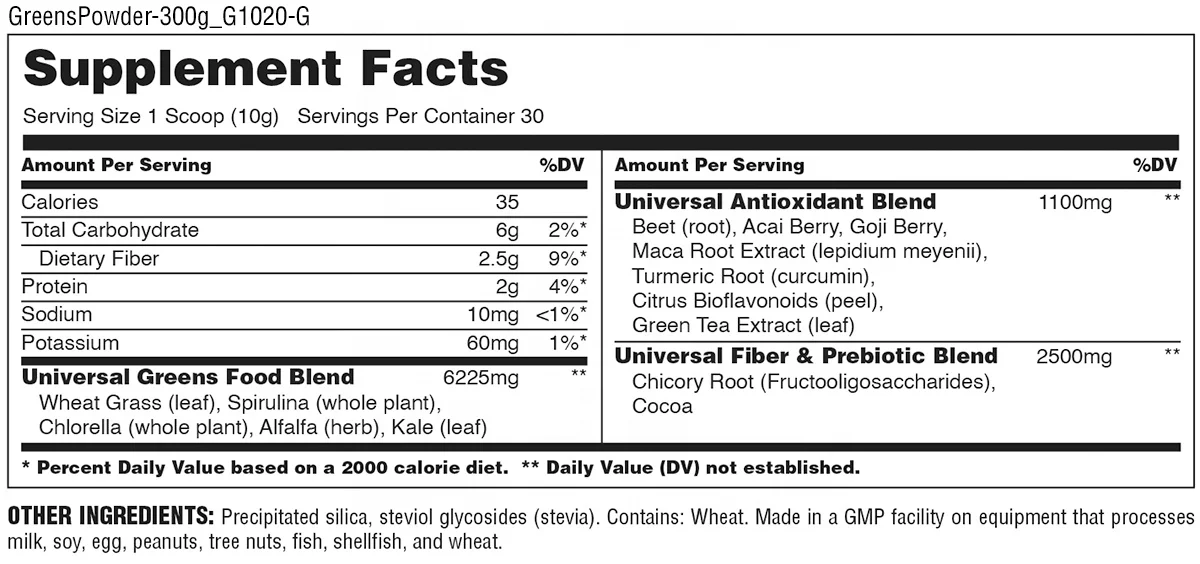 
Universal Greens Powder with Acai Berry for a Healthy Lifestyle 