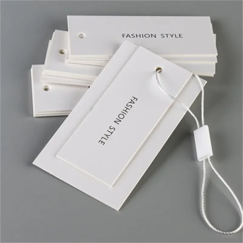 High Quality Custom Own Brand Embossed Logo  customized Logo tag strings  custom hang tags clothing clothing hang tag