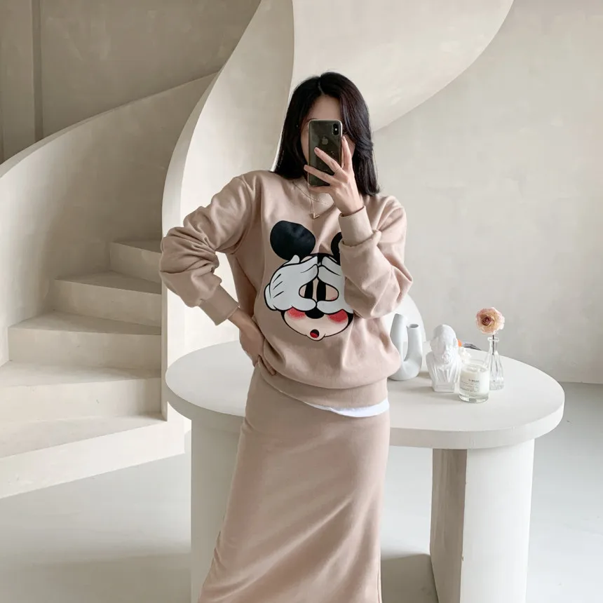 2 Piece Outfits For Women Skirt Sets Plus Size Pullover Tops And Long Midi Skirts Suit Casual Fashion Fall Winter