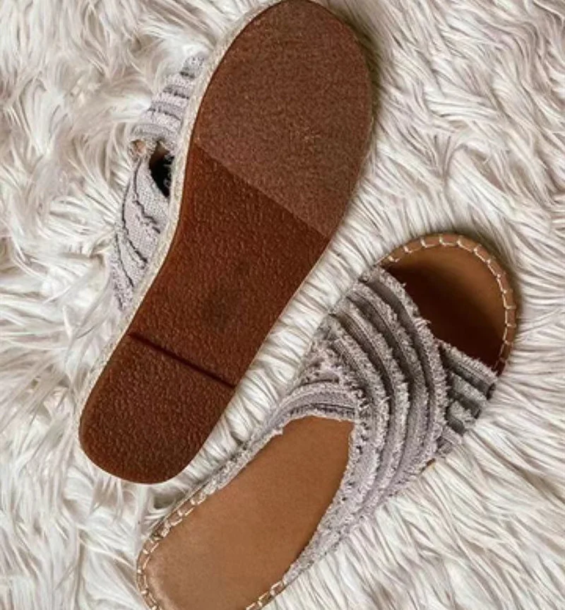 2022 new fashion summer flat Slip-on Fashion denim slide sandals for woman