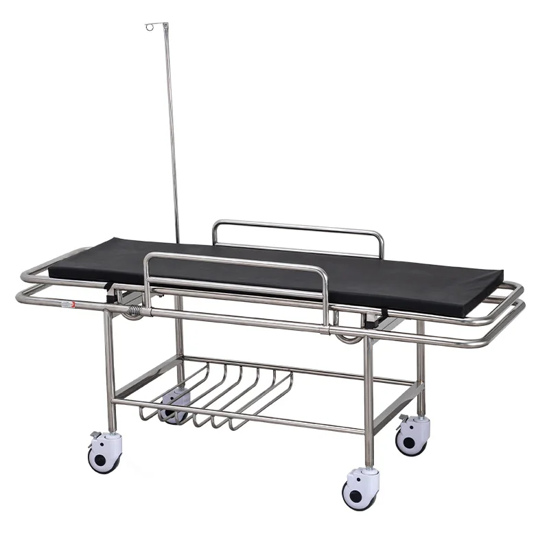 Factory hospital furniture Stainless Steel Stretcher Trolley Patient Transport Trolley Hospital Crash Cart