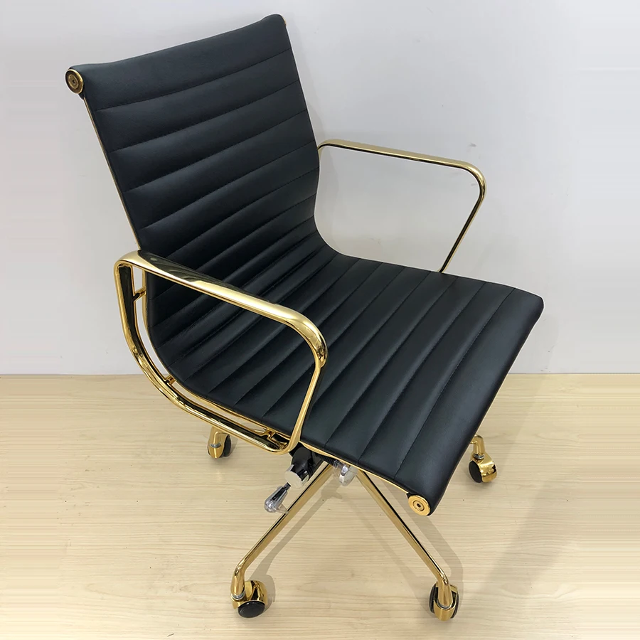 
High Quality factory Black Matted Aluminum Back leather executive task Office Chair 