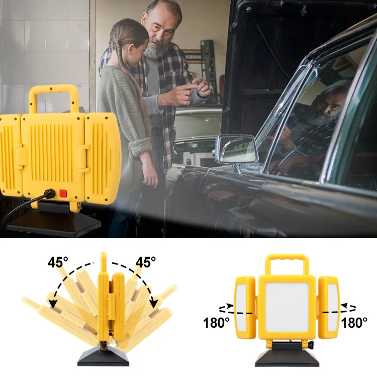 Multi-scene use portable outdoor waterproof ABE 40W LED work light with adjustable telescopic tripod swivel double head