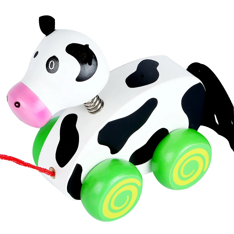 Мультяшная корова машина деревянная игрушка для малышей