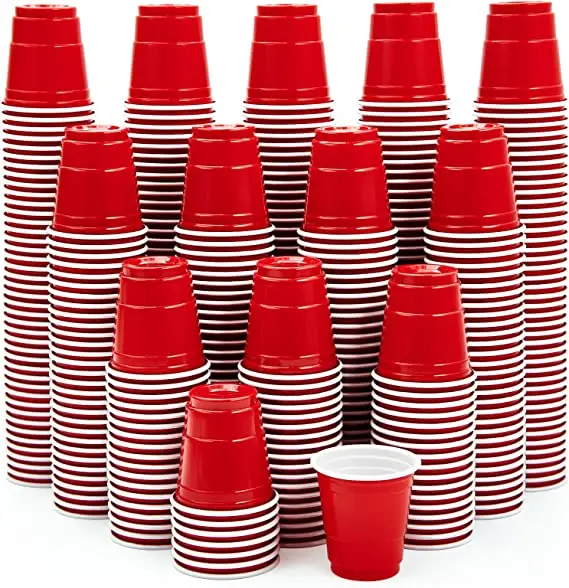 16oz red and white plastic pp cups