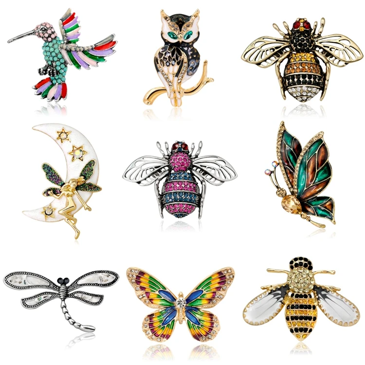 Custom color printed no minimum cute bee shape gold enamel lapel pins brooch