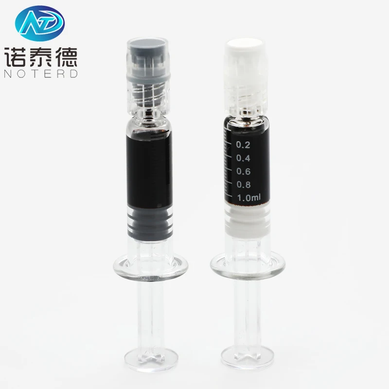White 1 ml Glass container 1ml prefilled luer lock distillate syringe for oil