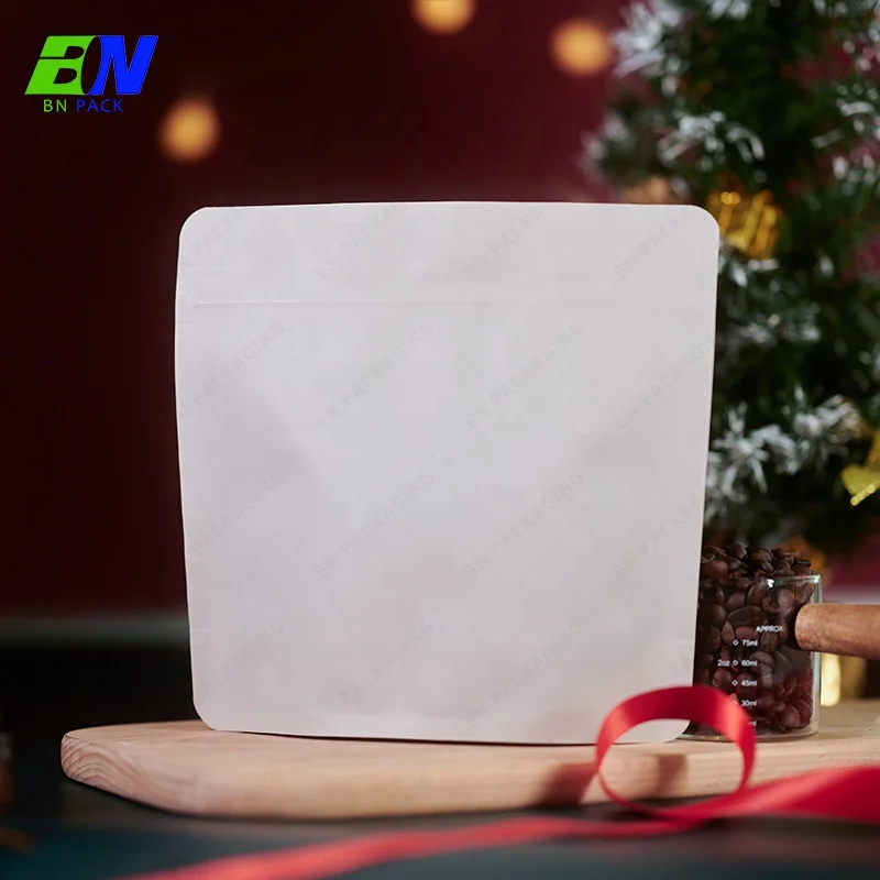 250g Recyclable Flat Bottom Zipper Pouch PVA-PE EVOH-PE Coffee Bean Bag