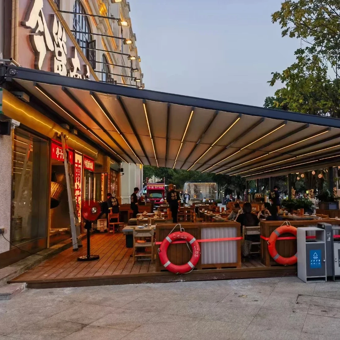 Factory Prices  Folding Pergola Retractable Roof Pergola Waterproof Sunshade Retractable Canopy For Restaurant Outdoor