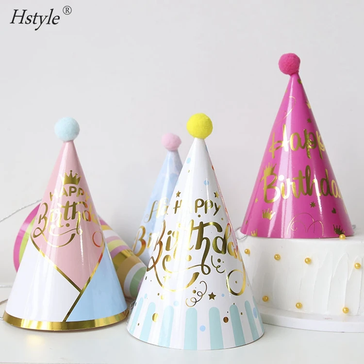 Kids Adult Birthday Hat Gold Letter Birthday Caps Prince Princess Birthday Party Decoration Celebration Party Hats SD161