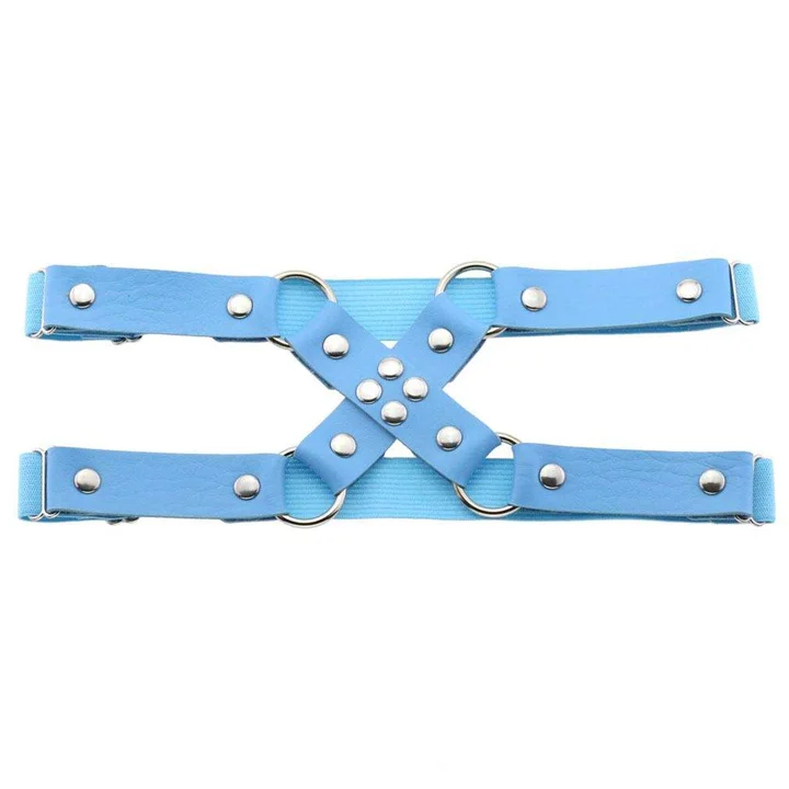 New Fashion Harajuku Punk Cross PU Leather Thigh Ring Women Sexy Gothic Rivet Elastic Double Row Garter